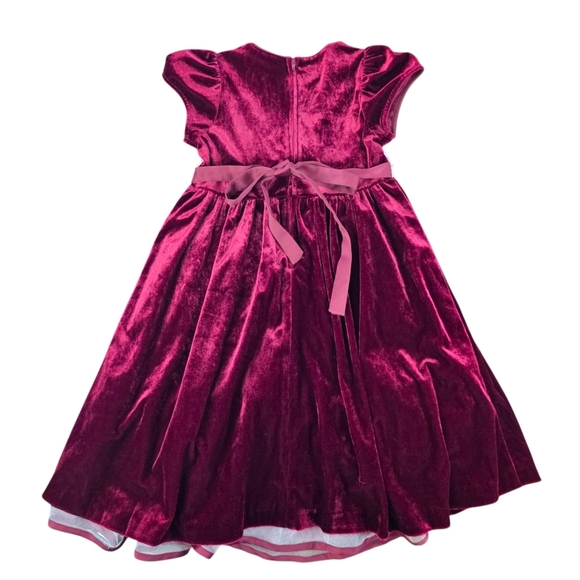 Rare Editions Velvet Holiday Dress Burgundy Lace Rosette Trim Girls Size 6 - Picture 5 of 8